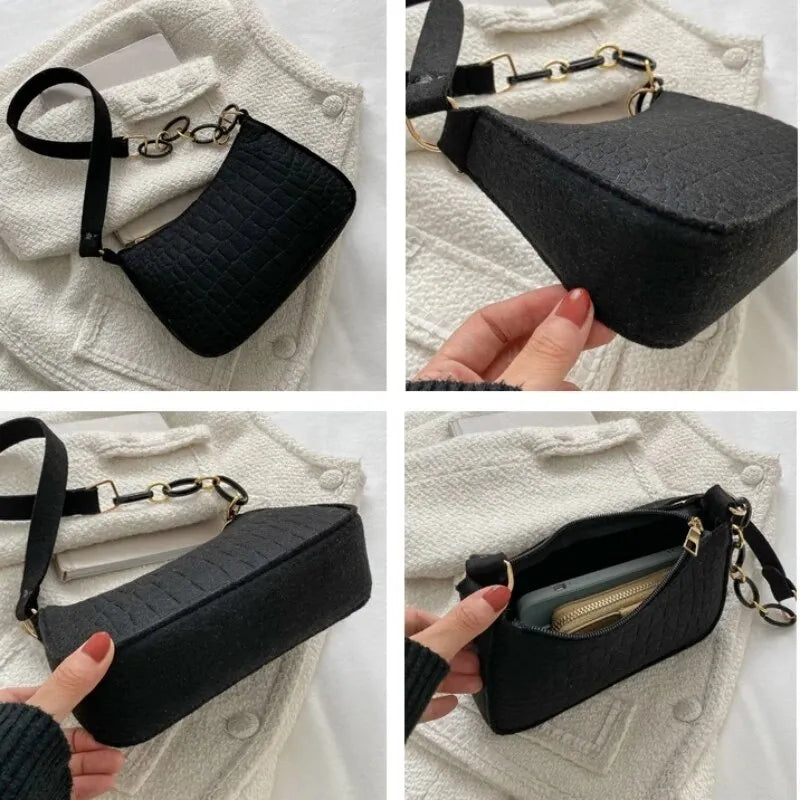 Lady Felt Armpit Design Luxury Tote Released Fashion Ladies Handbag Under Crescent Small Square Bag