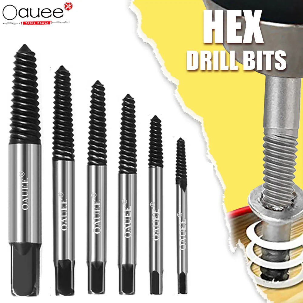 5pcs Hex Screw Extractors Tool Center Drill Bits Guide Set Damaged Bolt Remover Removal Tools Speed Easy Out Set Power Tool